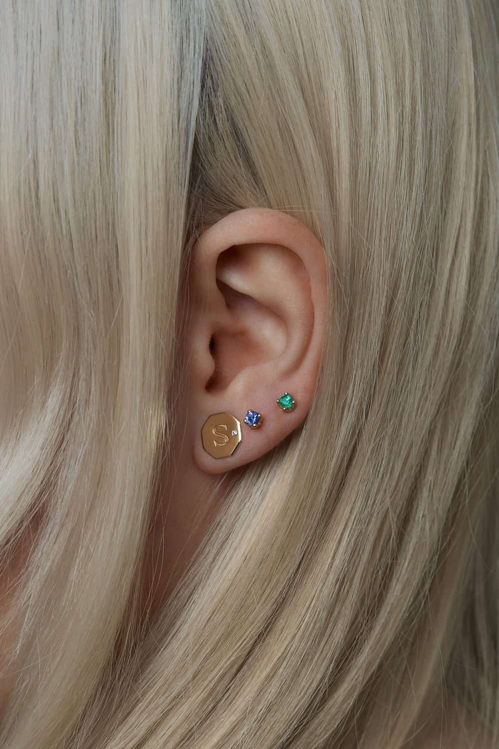 Letter Earrings | 9K White Gold| Natasha Schweitzer