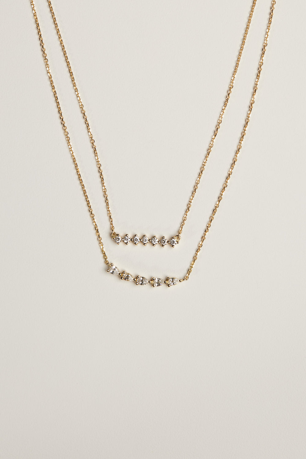 Curved Pear Diamond Bar Necklace | 18K Yellow Gold| Natasha Schweitzer