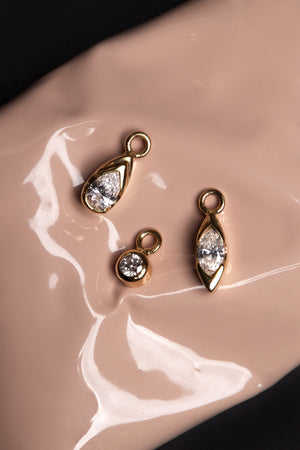 Mini Pear Diamond Hoops | 9K White Gold | Natasha Schweitzer