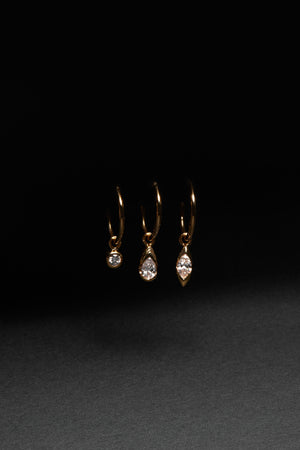 Mini Marquise Diamond Hoops | 9K Yellow Gold | Natasha Schweitzer