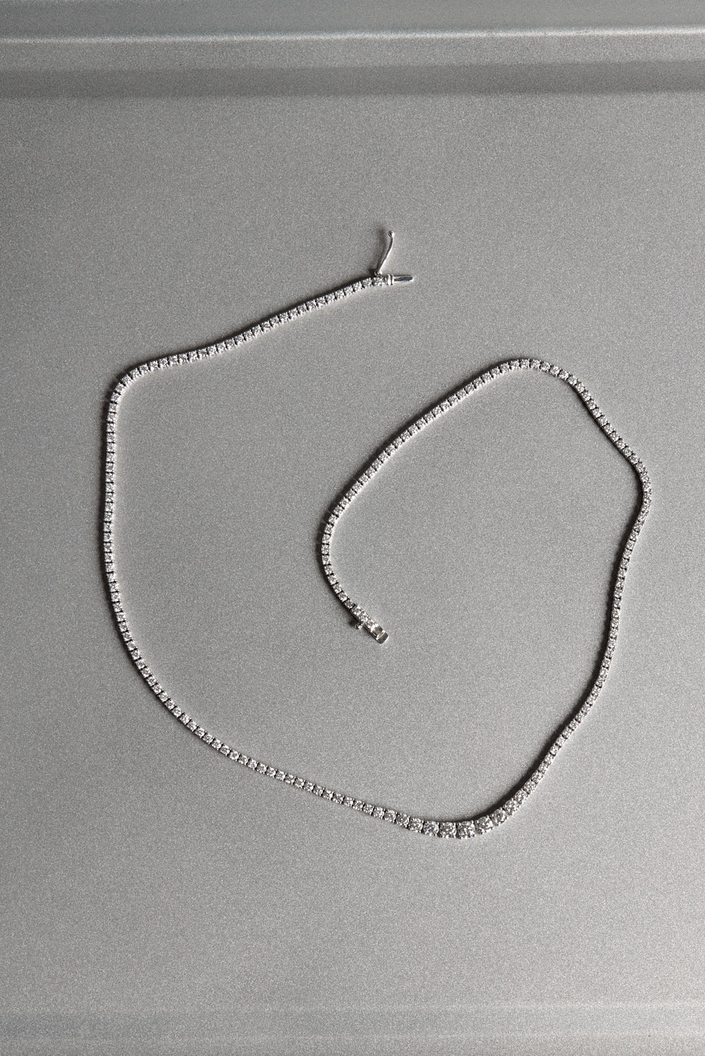 Small Graduating Tennis Necklace | 18K White Gold| Natasha Schweitzer