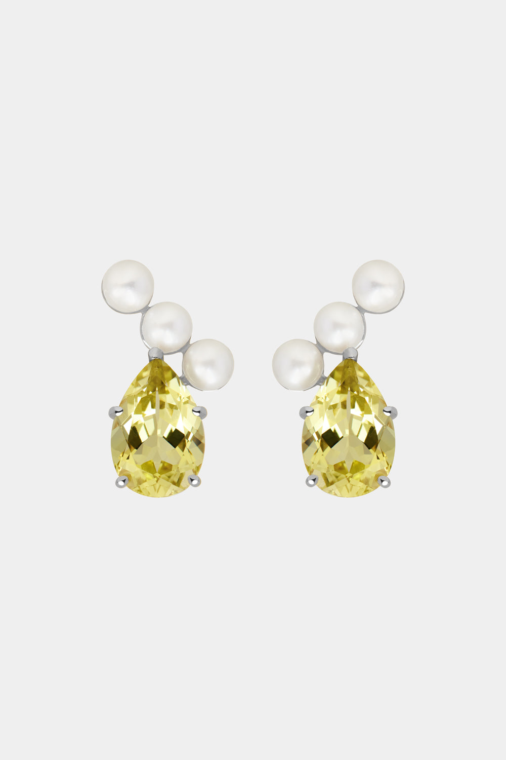 Arwen Lemon Quartz Pearl Earrings | Silver