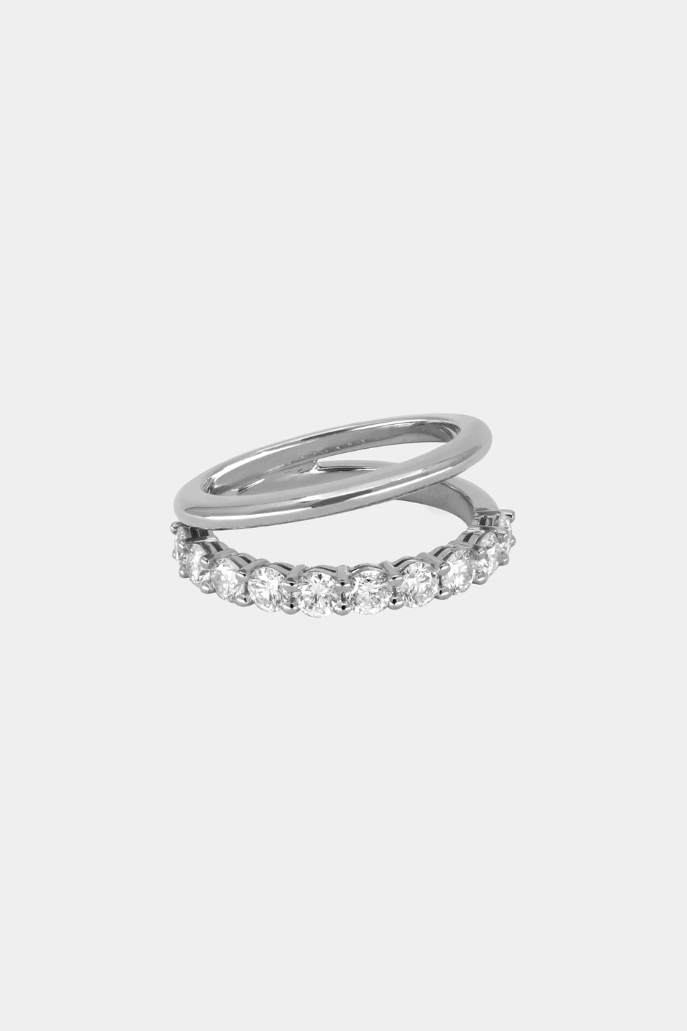 Double Band 10pt Round Diamond Ring | 18K White Gold