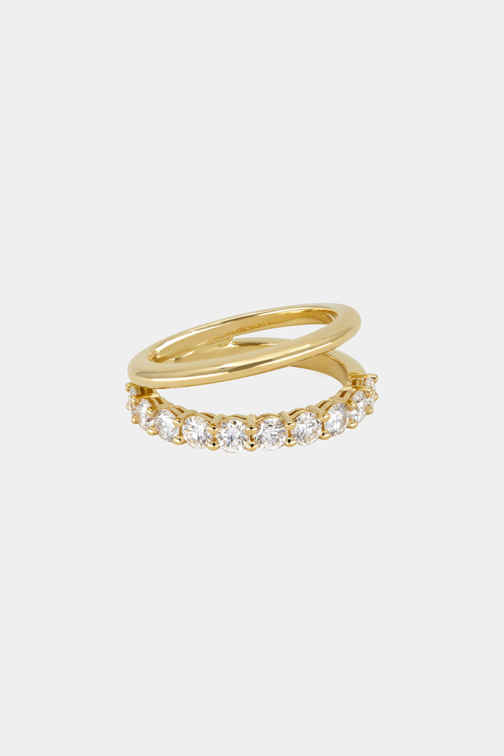 Double Band 10pt Round Diamond Ring | 18K Yellow Gold