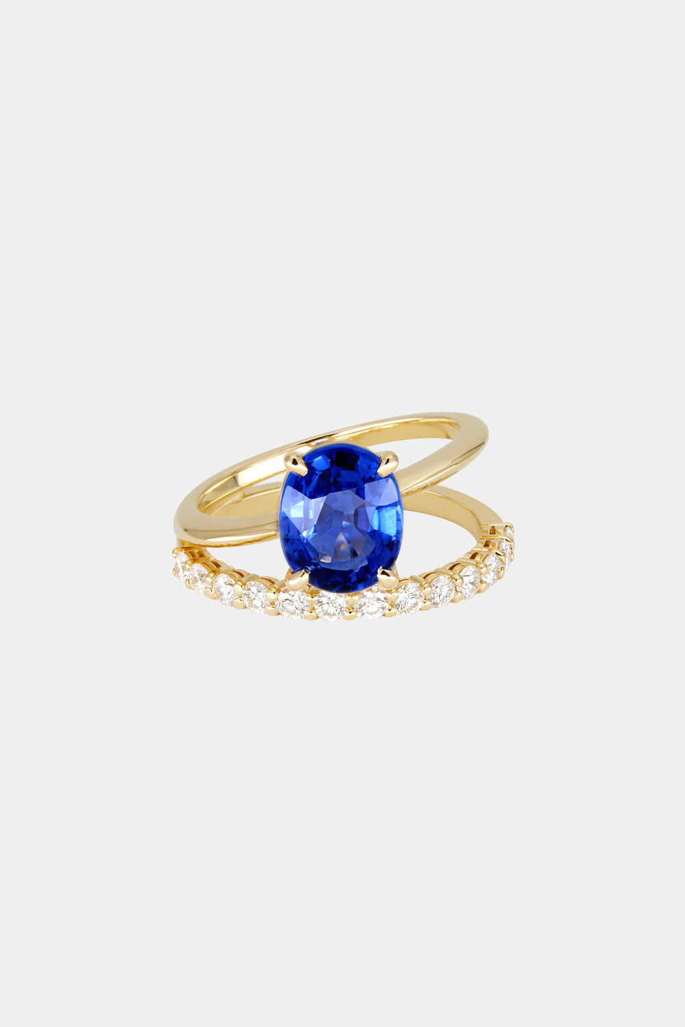 Double Band Sapphire Ring | 18K Gold