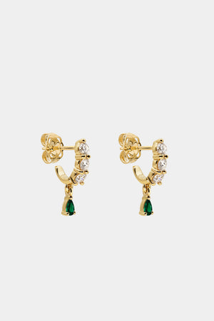 Diamond Georgie Hoops with Emerald Drop | 18K Yellow Gold, More options available | Natasha Schweitzer