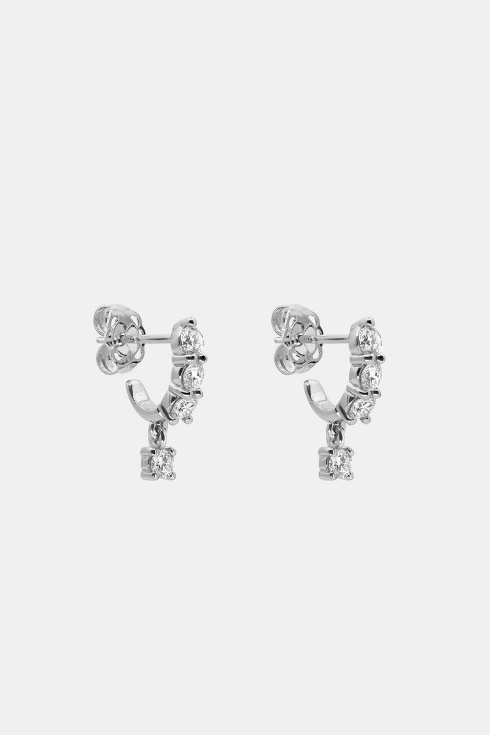 Diamond Georgie Hoops with Diamond Drop | 18K White Gold, More options available