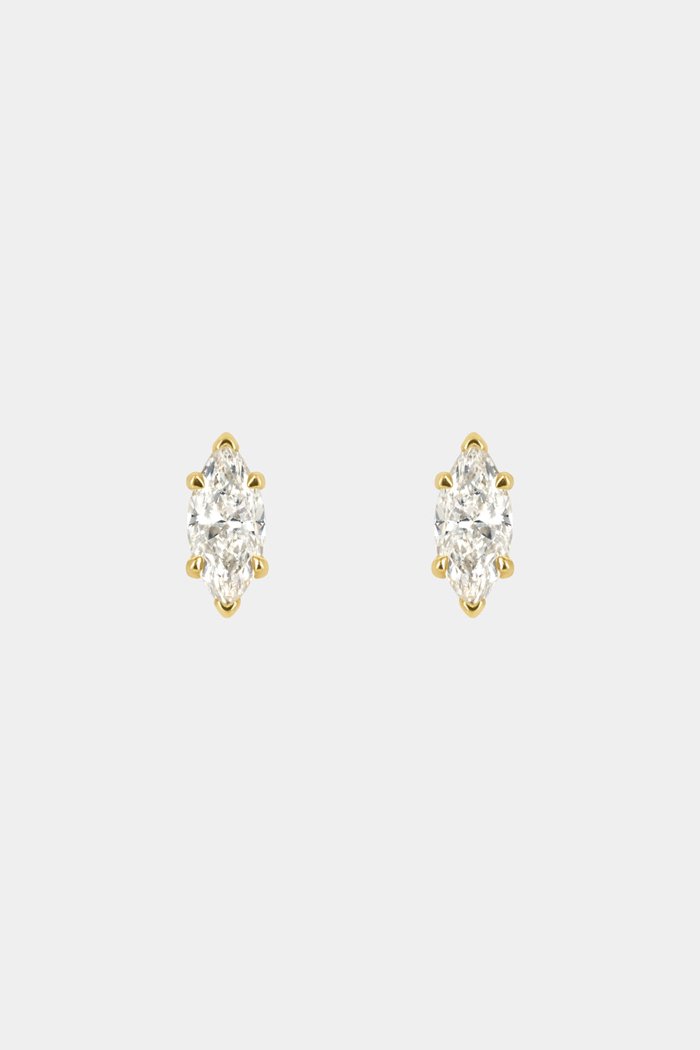 Marquise Diamond Stud Earrings | 18K Yellow Gold