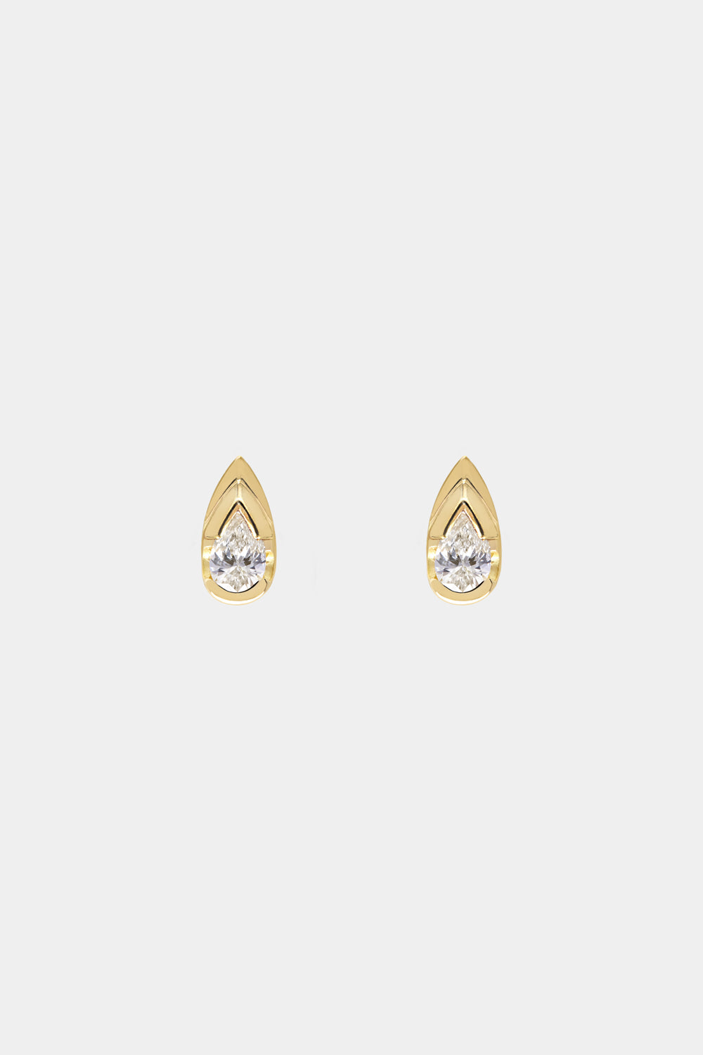Mini Pear Diamond Studs | 18K Yellow Gold