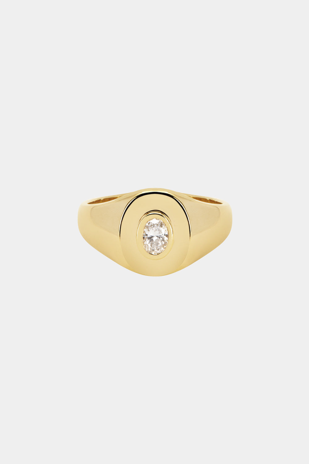 Oval Diamond Signet Ring | Yellow Gold| Natasha Schweitzer