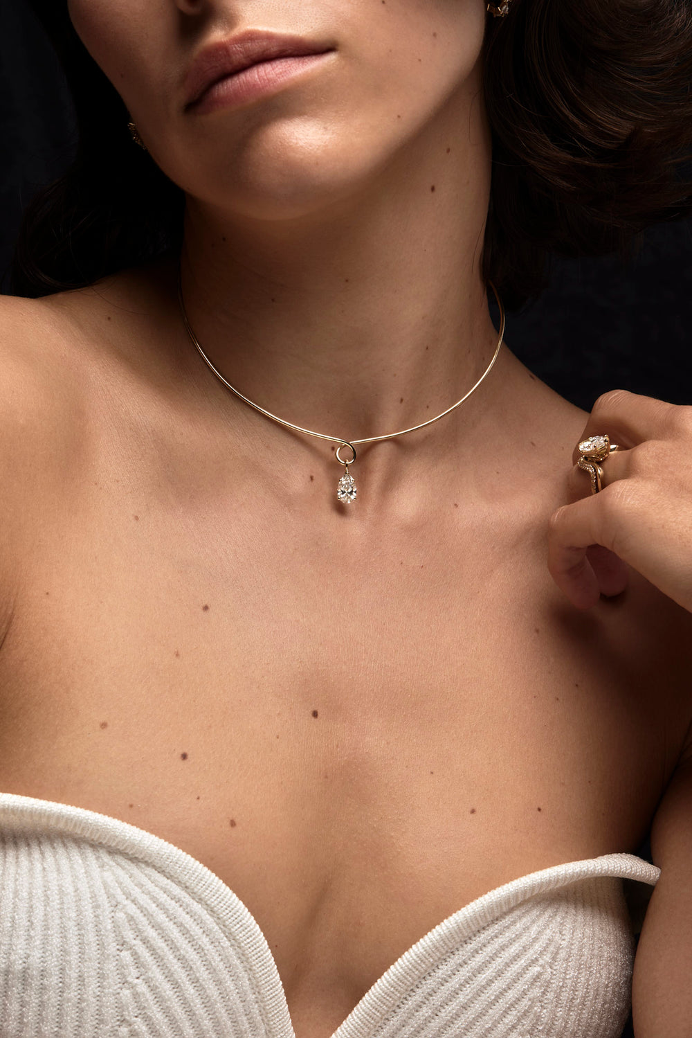 Omega Loop Necklace with Diamond | 18K Yellow Gold| Natasha Schweitzer