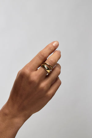Double Band Sabine Ring | 9K Yellow Gold, Diamond Option Available | Natasha Schweitzer