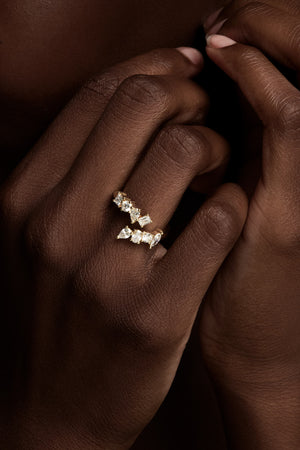 Mini Scattered Diamond Wrap Ring | 18K White Gold | Natasha Schweitzer