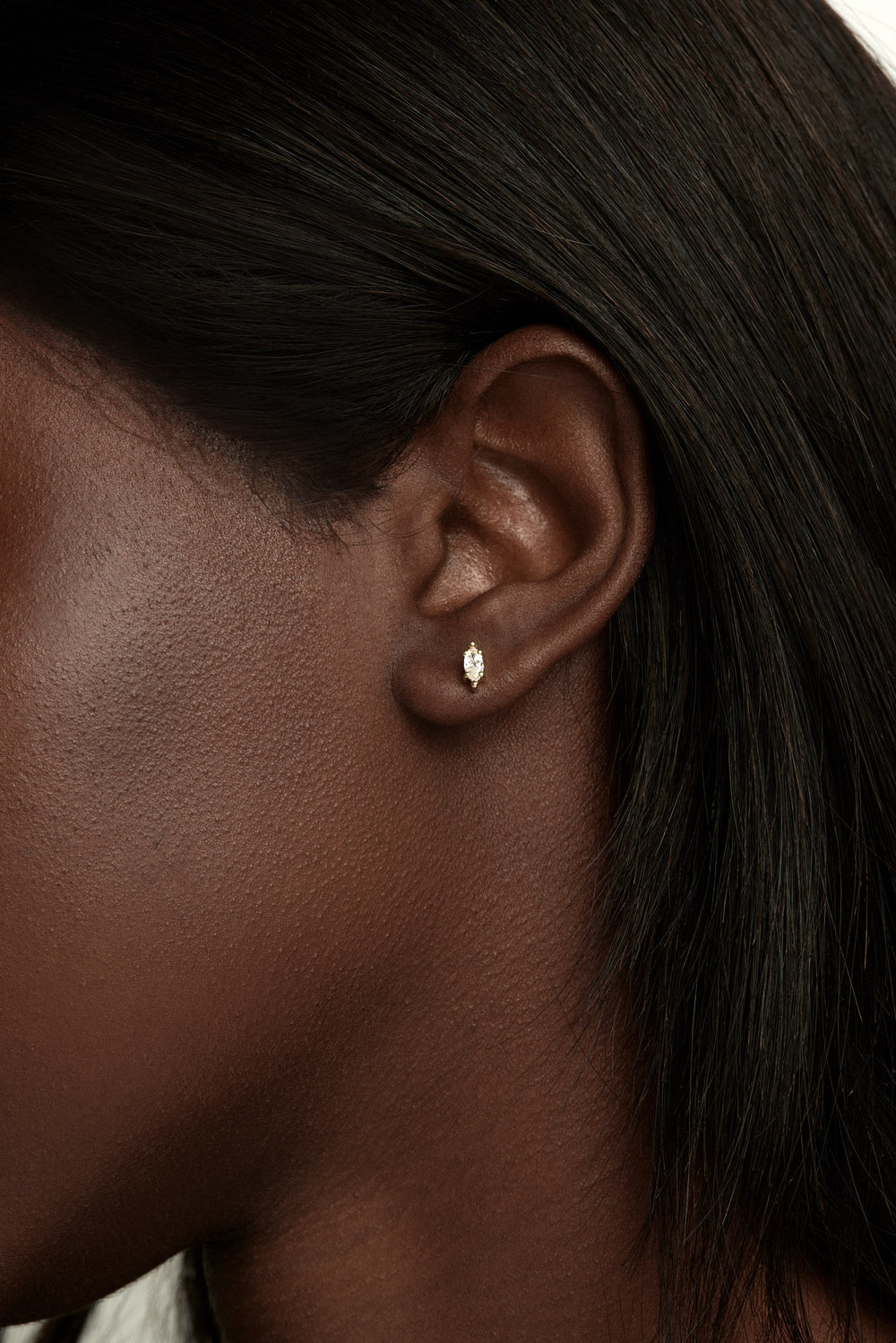 Marquise Diamond Stud Earrings | 18K Yellow Gold| Natasha Schweitzer