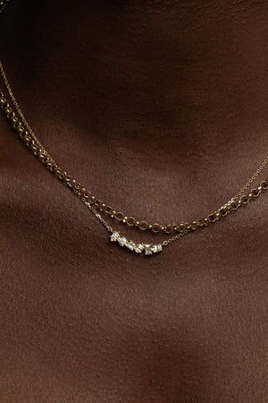 Scattered Diamond Curved Bar Necklace | 18K Yellow Gold | Natasha Schweitzer
