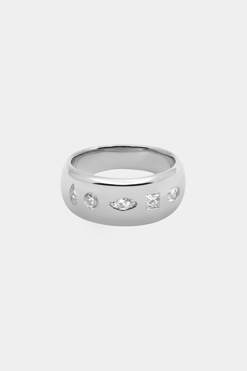 Scattered Diamond Blob Ring | 18K White Gold