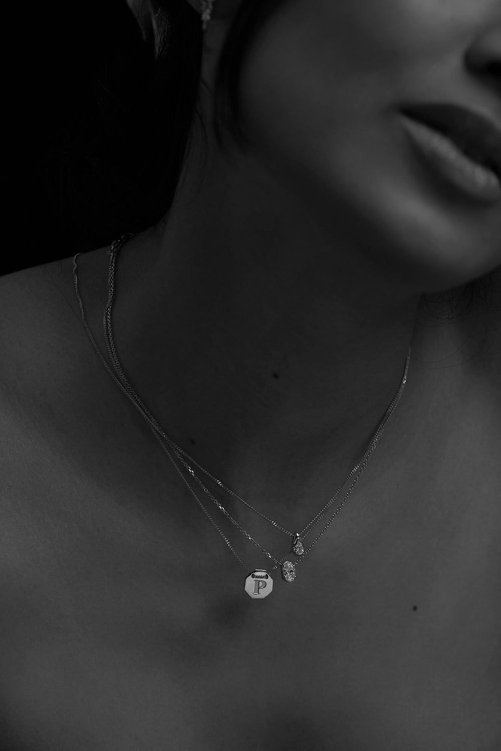 Mini Pear Diamond Necklace | White Gold