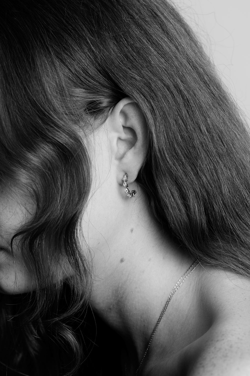 Pear Diamond Hoop Earrings | 18K White Gold| Natasha Schweitzer