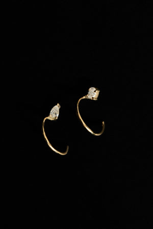 Mini Lara Pear Diamond Hoop Earrings | 18K White Gold | Natasha Schweitzer