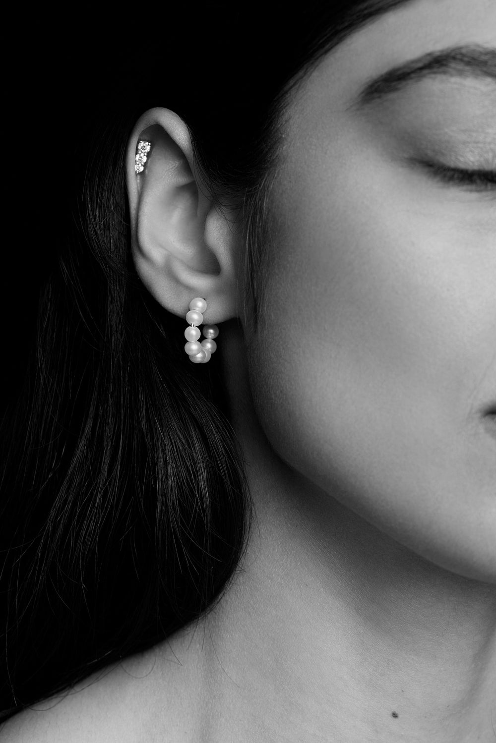 Pearl Hoop Earrings | Silver| Natasha Schweitzer