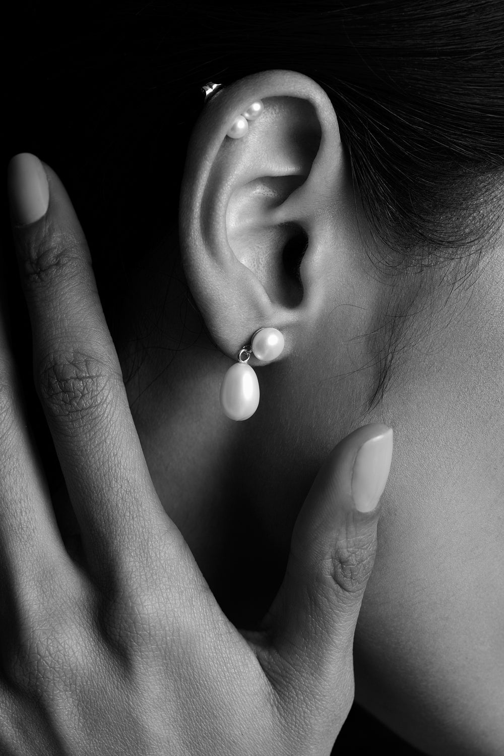 Double Pearl Drop Earrings | Silver| Natasha Schweitzer