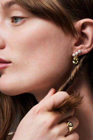 Arwen Lemon Quartz Pearl Earrings | Silver | Natasha Schweitzer
