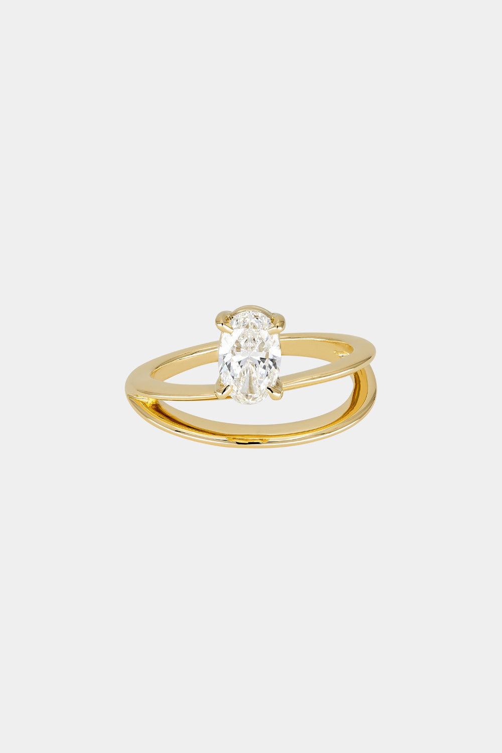 Double Band Diamond Oval Ring | 18K Gold