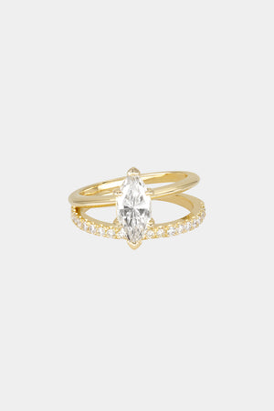 Double Band Marquise Diamond Ring | 18K Gold | Natasha Schweitzer