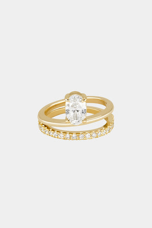 Double Band Oval Diamond Ring | 18K Gold | Natasha Schweitzer