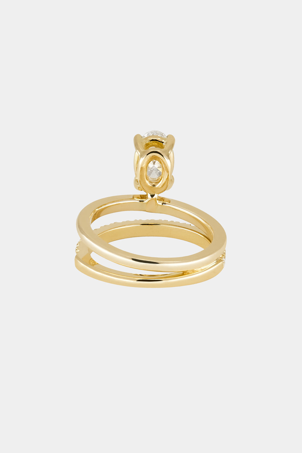 Double Band Oval Diamond Ring | 18K Gold| Natasha Schweitzer