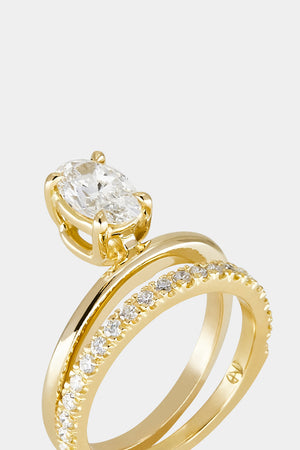 Double Band Oval Diamond Ring | 18K Gold | Natasha Schweitzer