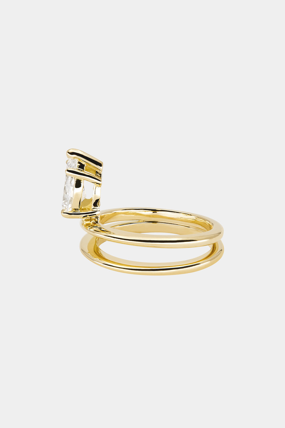 Double Band Diamond Pear Ring | 18K Gold| Natasha Schweitzer