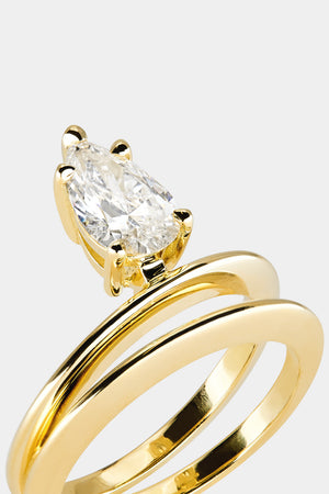 Double Band Diamond Pear Ring | 18K Gold | Natasha Schweitzer