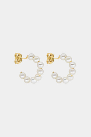 Pearl Hoop Earrings | 9K Yellow Gold | Natasha Schweitzer