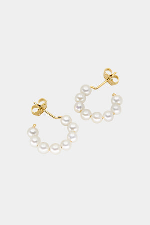 Pearl Hoop Earrings | 9K Yellow Gold | Natasha Schweitzer