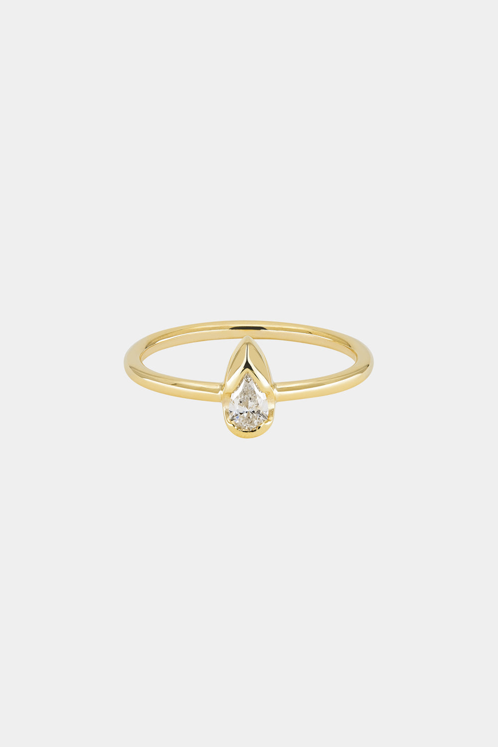 Mini Pear Diamond Ring | 9K Yellow Gold
