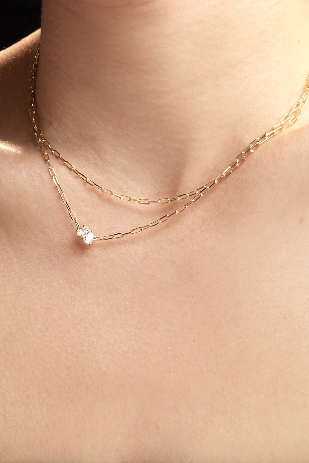 Pear and Oval Diamond Toi Et Moi Necklace | White Gold| Natasha Schweitzer