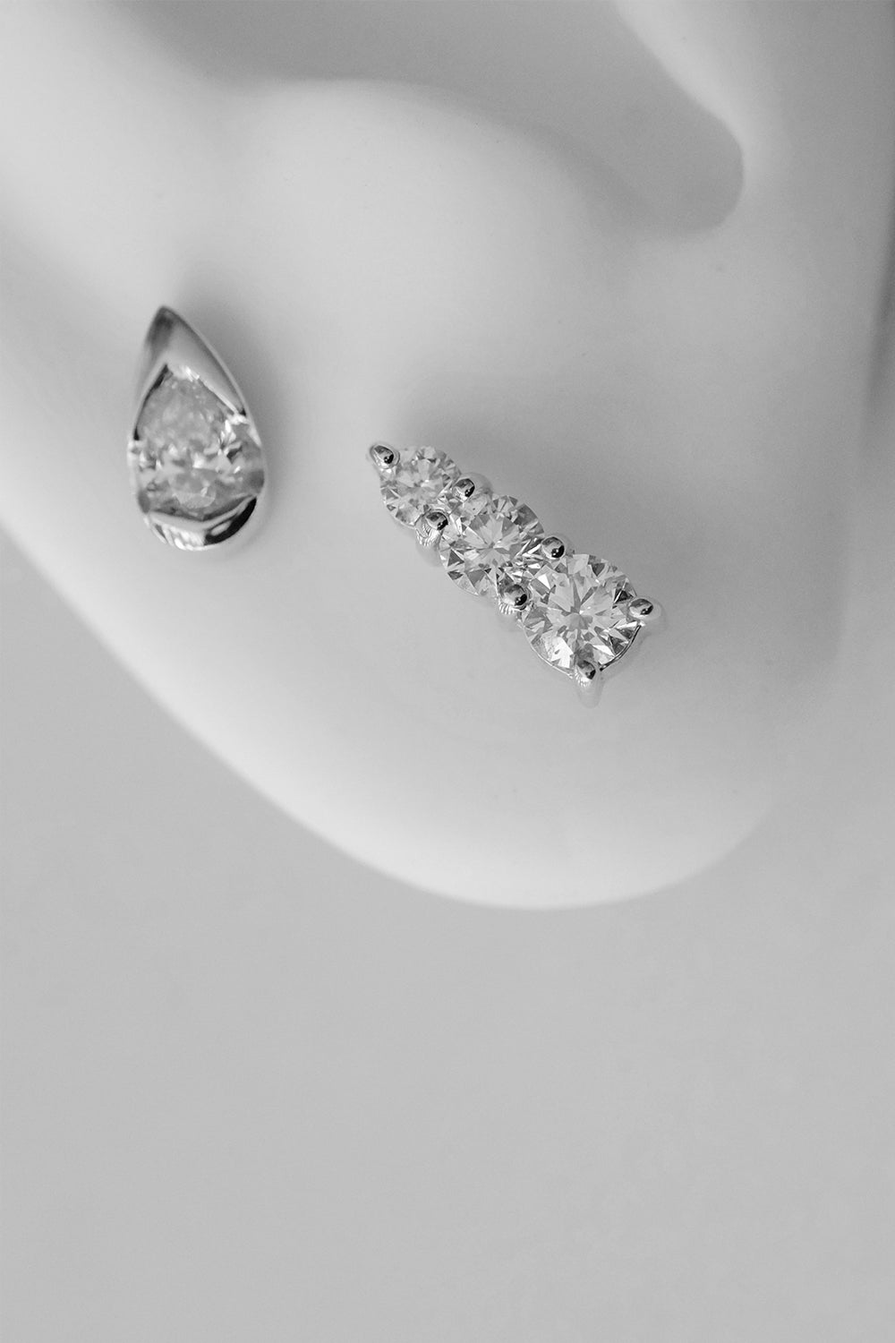 Mini Pear Diamond Studs | 18K White Gold| Natasha Schweitzer
