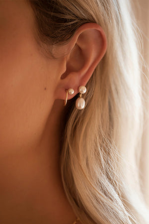 Double Pearl Drop Earrings | 9K Yellow Gold | Natasha Schweitzer
