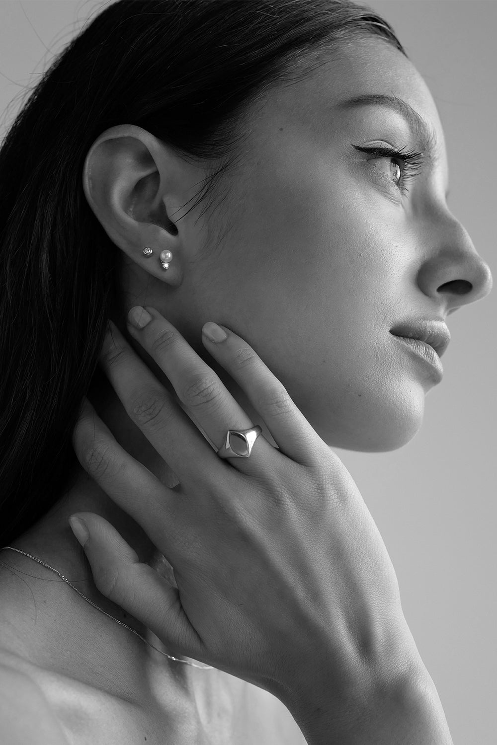 Diamond Pearl Duo Earrings | 9K White Gold| Natasha Schweitzer