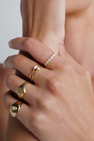 Mini Marquise Diamond Ring | 9K Yellow Gold | Natasha Schweitzer