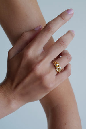 Mini Marquise Diamond Ring | 9K Yellow Gold | Natasha Schweitzer