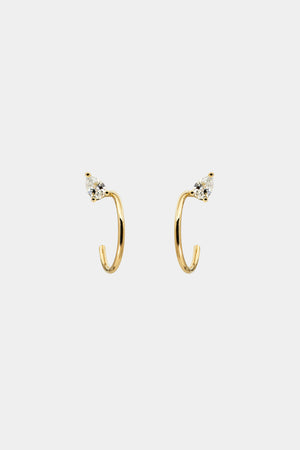 Mini Lara Pear Diamond Hoop Earrings | 18K Yellow Gold | Natasha Schweitzer