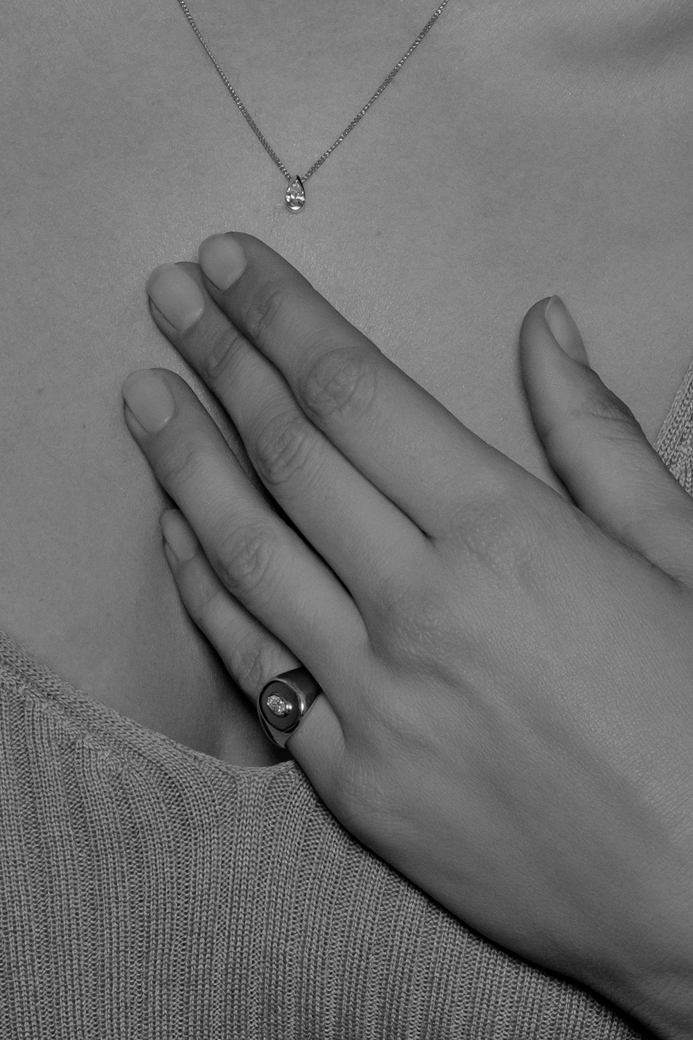 Oval Diamond Signet Ring | White Gold| Natasha Schweitzer