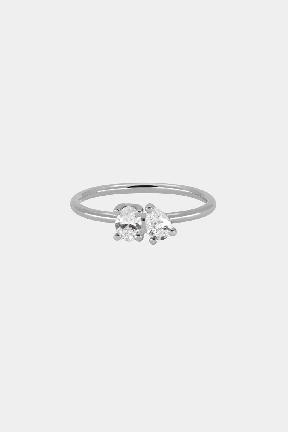 Pear and Oval Diamond Toi Et Moi Ring | 18K White Gold