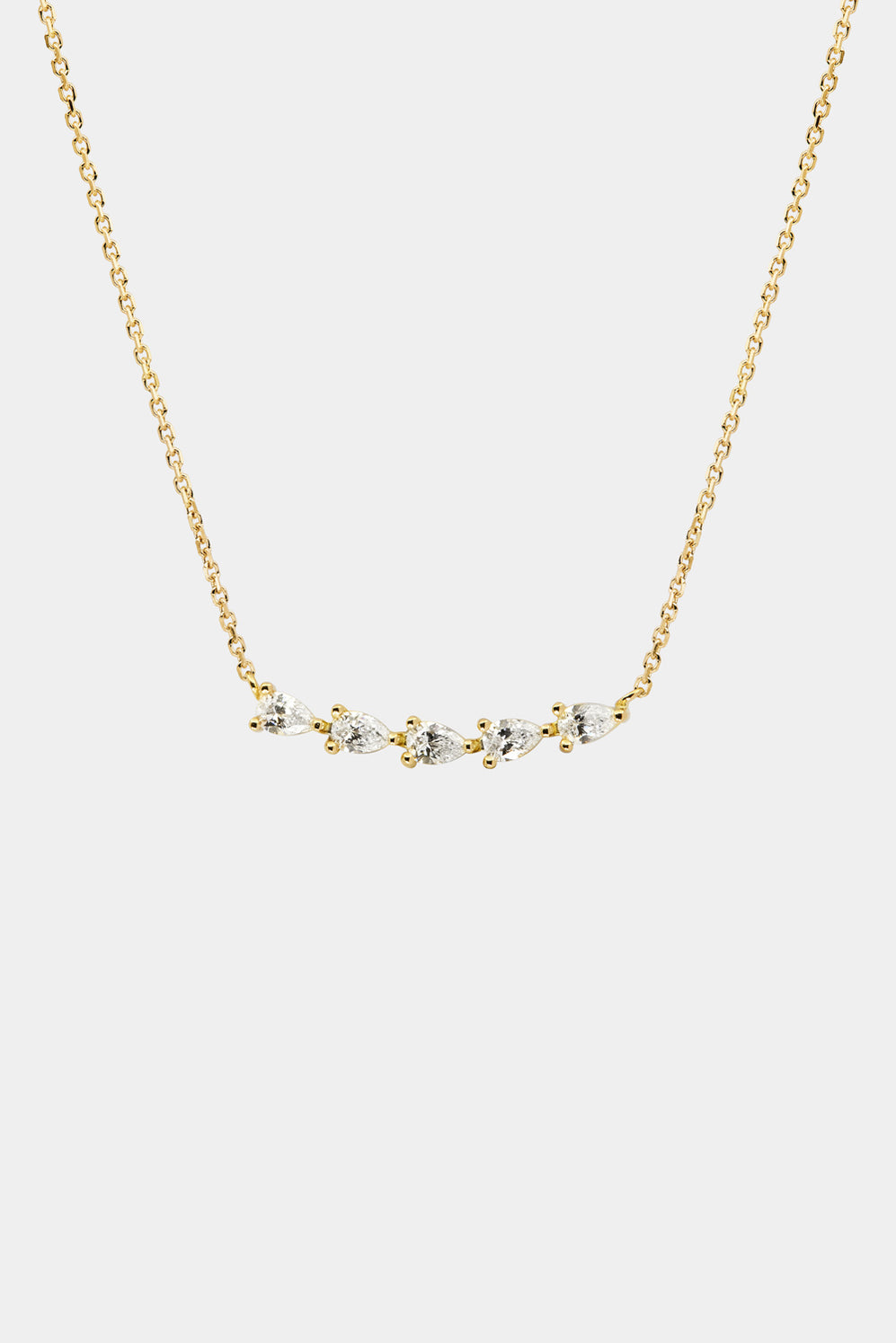 Curved Pear Diamond Bar Necklace | 18K Yellow Gold| Natasha Schweitzer