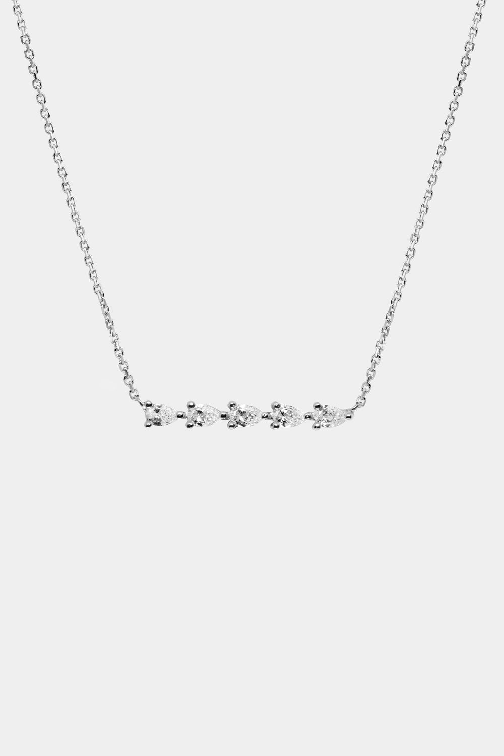 Pear Diamond Bar Necklace | 18K White Gold
