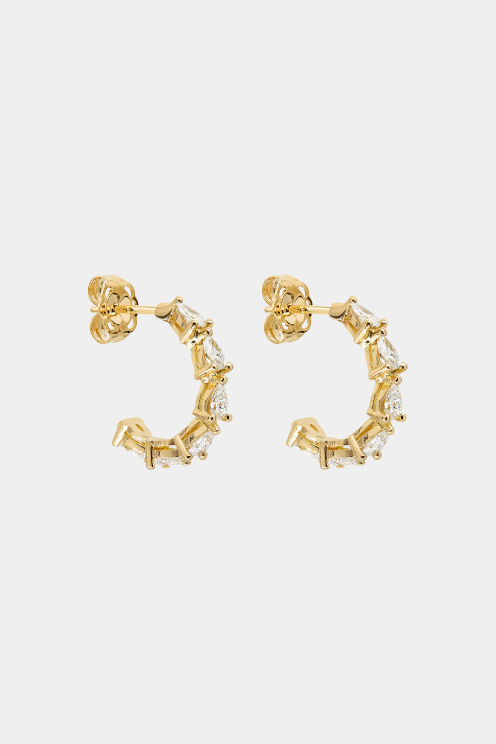 Pear Diamond Hoop Earrings | 18K Yellow Gold