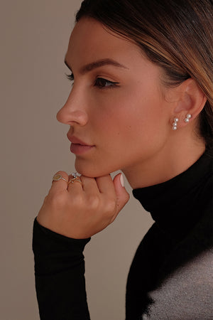 Sarah 2 Pearl Earrings | 9K Yellow Gold | Natasha Schweitzer