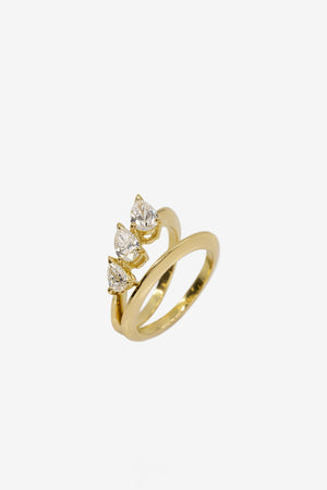 Triple Pear Diamond Ring | 18K Yellow Gold | Natasha Schweitzer